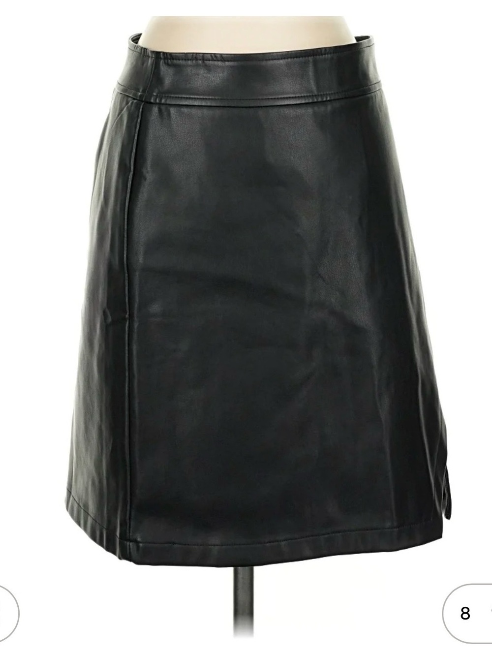 Loft Black Faux Leather A-Line Skirt